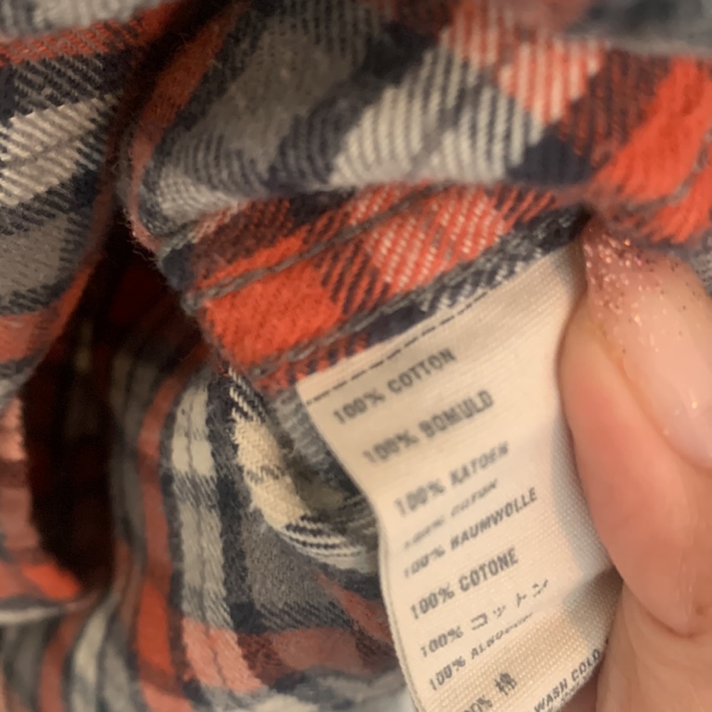 Abercrombie & Fitch Orange/Gray/Cream Plaid Button Down - Picture 7 of 7